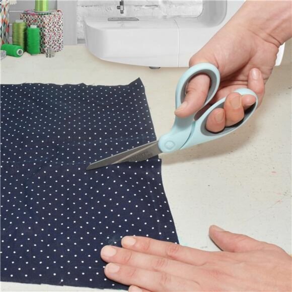 Westcott Titanium Bonded Sewing Scissors, 8", Bent, Blue, 1-Count - Picture 6 of 7